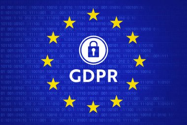 Avrupa Birliği bayrağı ve gdpr işareti Close-Up