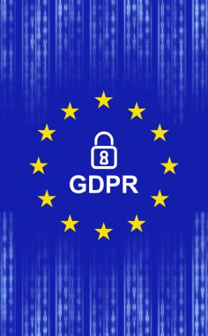 Avrupa Birliği bayrağı ve gdpr işareti Close-Up