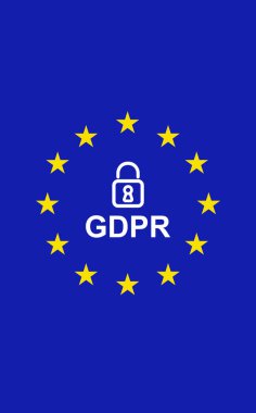Avrupa Birliği bayrağı ve gdpr işareti Close-Up