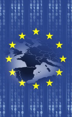 Yakın çekim ikili kodları ile Avrupa Birliği bayrağı