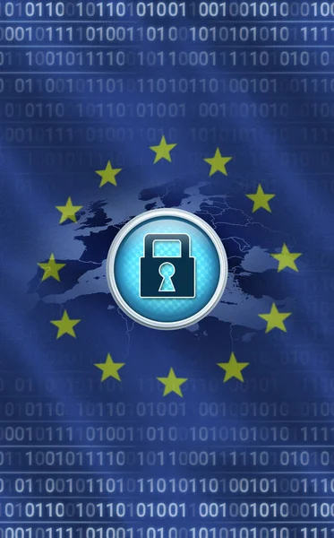 Közelkép Európai Uniós Zászlót Biztonsági Koncepció — Stock Fotó