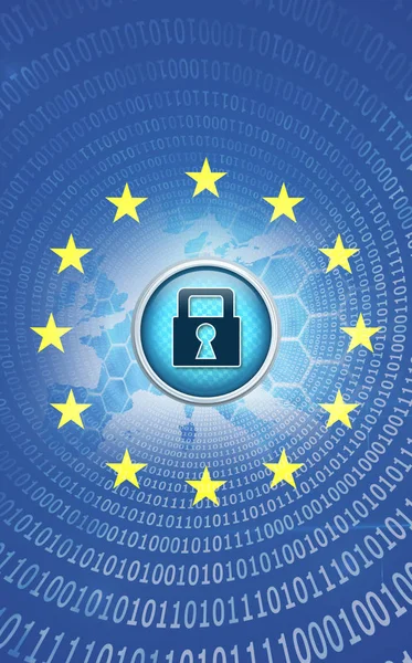 Detail Vlajky Evropské Unie Spolu Bezpečnostní Koncepce — Stock fotografie