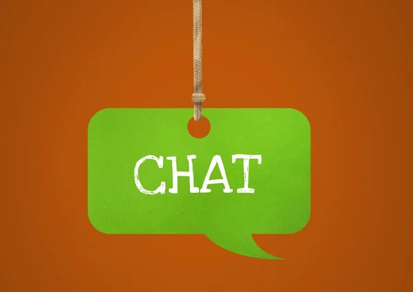 Digitale Zusammensetzung Von Chat Text Auf Hängender Papier Sprechblase — Stockfoto