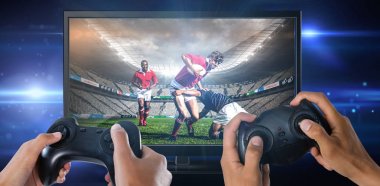 Siyah arka plan ile kıvılcım karşı video oyunu oynayan kadın