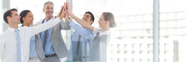 Composto Digital Transição Trabalho Equipe Com Empresários Unindo Mãos — Fotografia de Stock