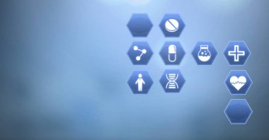 Tıbbi arabirimi altıgen simgelerin dijital bileşik
