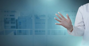 Doktor etkileşim el ile hava dokunuşla dijital bileşik