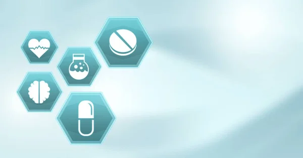 Digital Komposit Medicin Droger Ikoner Hexagon Gränssnitt — Stockfoto