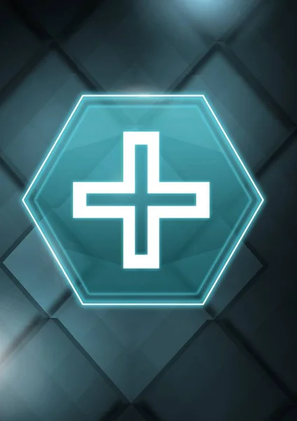 Digital Composite Medical Cross Interface Hexagon Icon — Stock Photo, Image