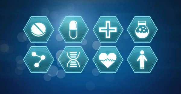 Digitaler Verbund Von Hexagon Symbolen Für Medizinische Schnittstellen — Stockfoto