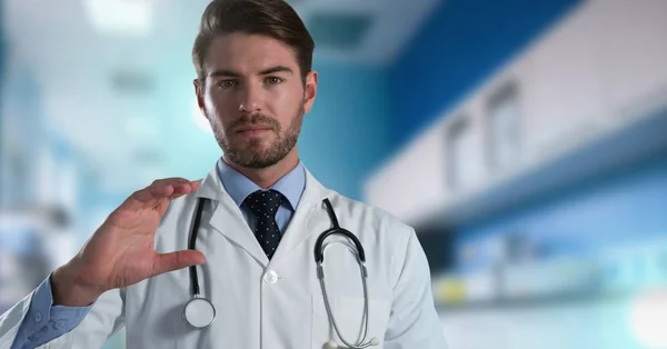 Compuesto Digital Doctor Masculino Que Interactúa Con Tacto Del Aire —  Fotos de Stock