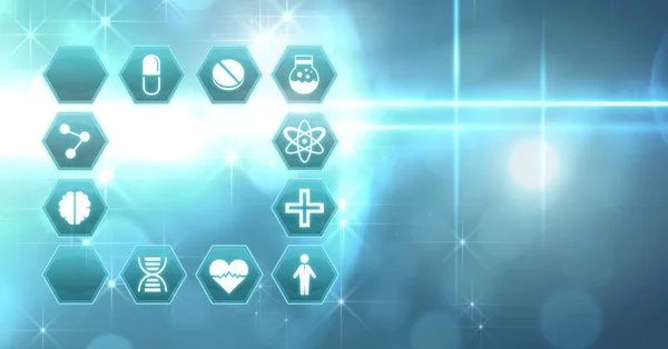 Digital Composite Medical Interface Hexagon Icons — Stock Photo, Image