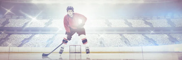 Hockeyspelare Med Hockeyklubba Ice Arena — Stockfoto