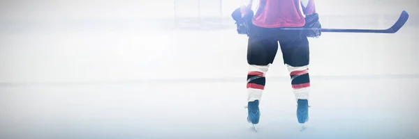 Hokis Hockey Stick Jég Arénában — Stock Fotó