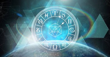 Astroloji burç gezegen ve şekiller ile dijital bileşik