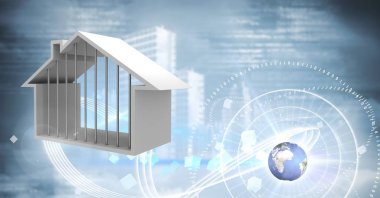 Ev dijital bileşik parlak gökyüzü arabirimi ve dünya Küre