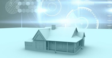 Gökyüzü parlak arayüzü ile dijital bileşik evin