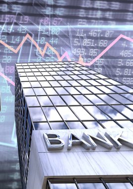 Yüksek binalar Bankası ekonomik Finans arka plan ile dijital bileşik