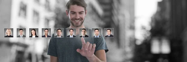 Digitale Composiet Van Man Ontroerend Portret Profielen Voor Verschillende Mensen — Stockfoto