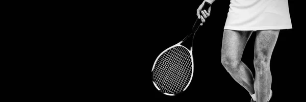 Atleta Jugando Tenis Con Una Raqueta Sobre Fondo Blanco — Foto de Stock