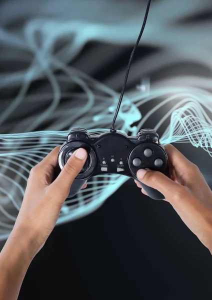 Composito Digitale Del Controller Gioco Hands Holding — Foto Stock