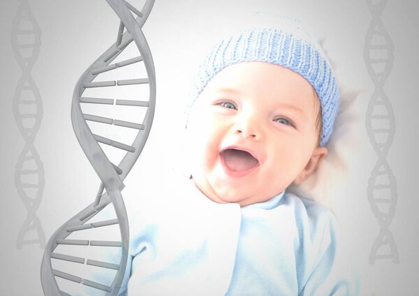 Digital composite of Baby with genetic DNA