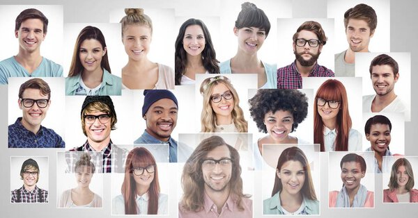 Цифровая композиция портретных профилей разных людей
