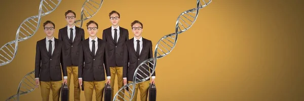 Composto Digital Homens Clones Com Dna Genético — Fotografia de Stock