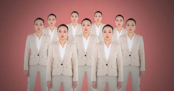 Composto Digital Mulheres Clones Com Fundo Rosa — Fotografia de Stock
