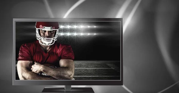 Digital Composite American Football Player Television Stock Photo