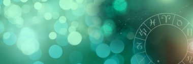 Astroloji burç yeşil ışıltı ışıkları ile dijital bileşik