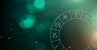 Dijital bileşik Astroloji burç ile yeşil ışık parıldıyor