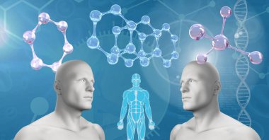 Klon ikiz 3d erkeklerin genetik Dna ile dijital bileşik