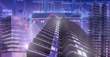 Yüksek binaların ekonomik Finans arka plan ile dijital bileşik