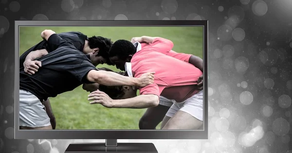 Cyfrowy Kompozytowy Graczy Rugby Telewizji — Zdjęcie stockowe