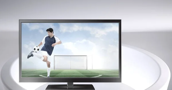 Composto Digital Jogador Futebol Televisão — Fotografia de Stock