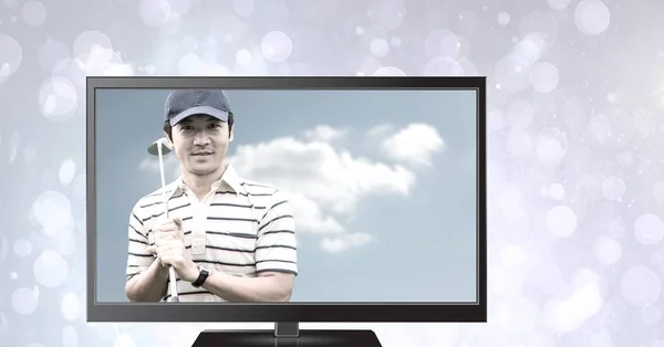 Digital Composite Golf Player Television — Stock Photo, Image