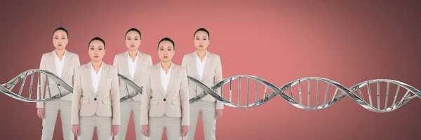 Composto Digital Mulheres Clones Com Dna Genético — Fotografia de Stock