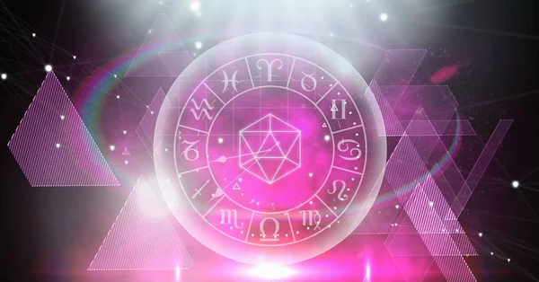 Composto Digital Zodíaco Astrologia Com Formas Triângulo — Fotografia de Stock