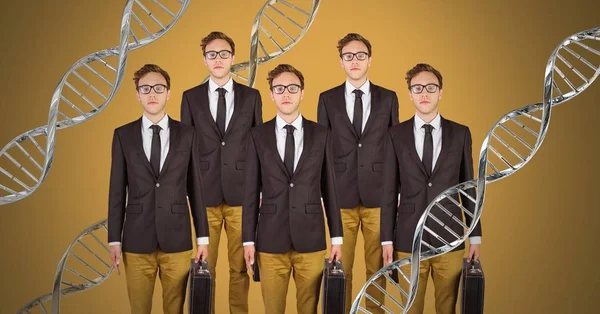 Composto Digital Homens Clones Com Dna Genético — Fotografia de Stock