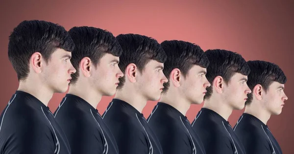 Composite Numérique Des Hommes Clones Dans Une Rangée — Photo