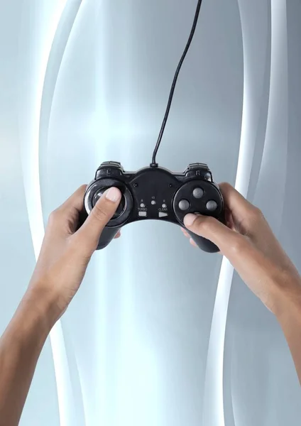 Composito Digitale Del Controller Gioco Hands Holding — Foto Stock