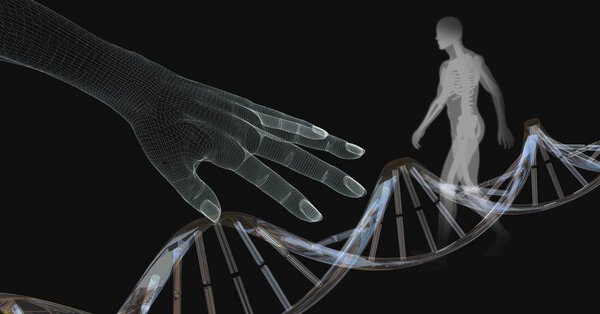 Digital composite of Genetic DNA of human transparent