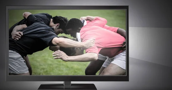 Cyfrowy Kompozytowy Graczy Rugby Telewizji — Zdjęcie stockowe