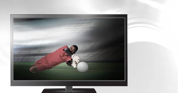 텔레비전에 골키퍼의 디지털 — 스톡 사진