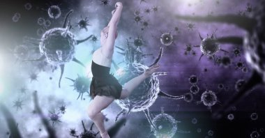 Biyoloji Genetik bilim arka ile dans Dancer dijital bileşik