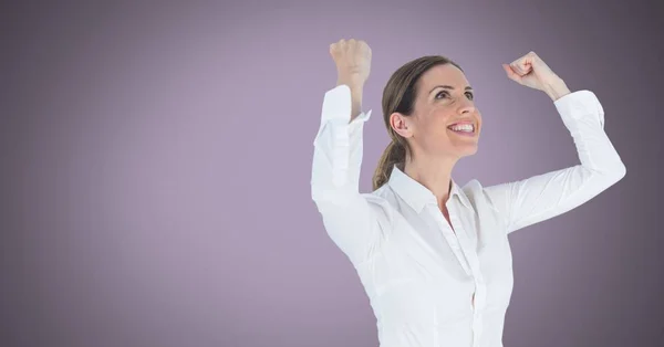 Digital Composite Businesswoman Celebrating Success — Stock Photo, Image