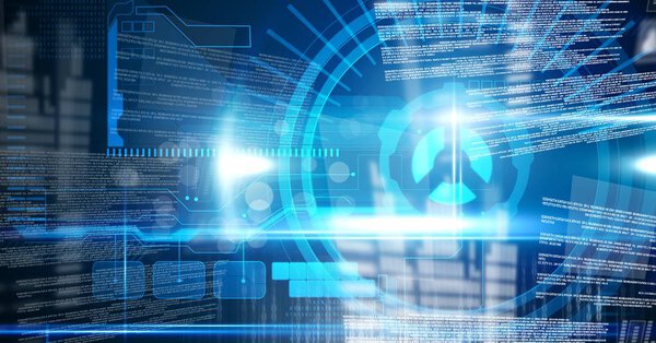 Digital composite of Digital technology glowing interface