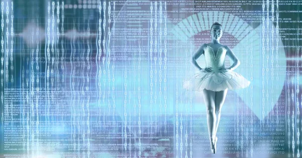 Compuesto Digital Bailarina Ballet Bailando Con Interfaz Tecnología Digital — Foto de Stock