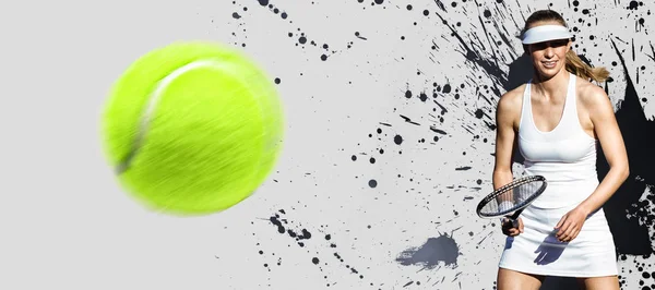 Tennisspielerin Gegen Graue Vignette — Stockfoto